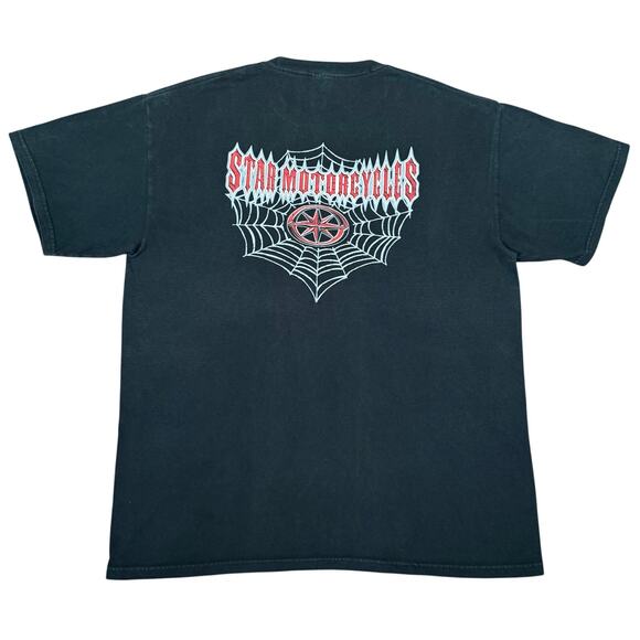 Vintage Star Motorcycles Yamaha Spider Web T-Shirt Black Size Large